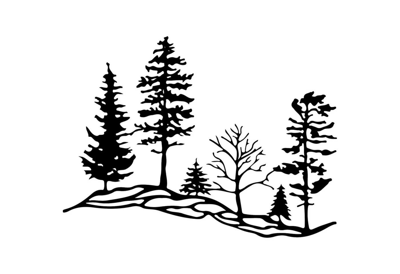 Jumpeak Wanddekoobjekt Metall Kiefernwald Design Schwarz/Weiß - Bild 2