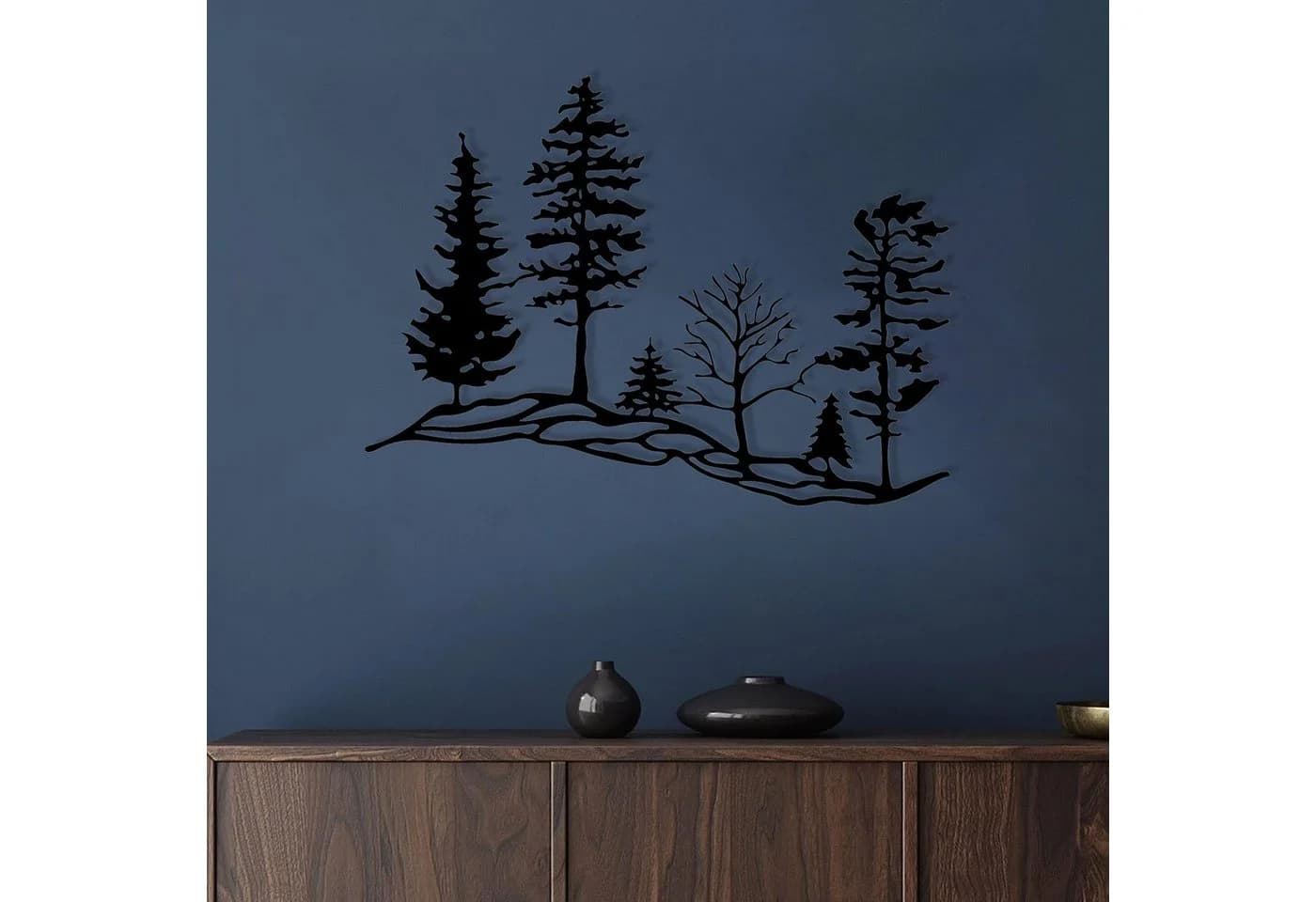 Jumpeak Wanddekoobjekt Metall Kiefernwald Design Schwarz/Weiß - Bild 3