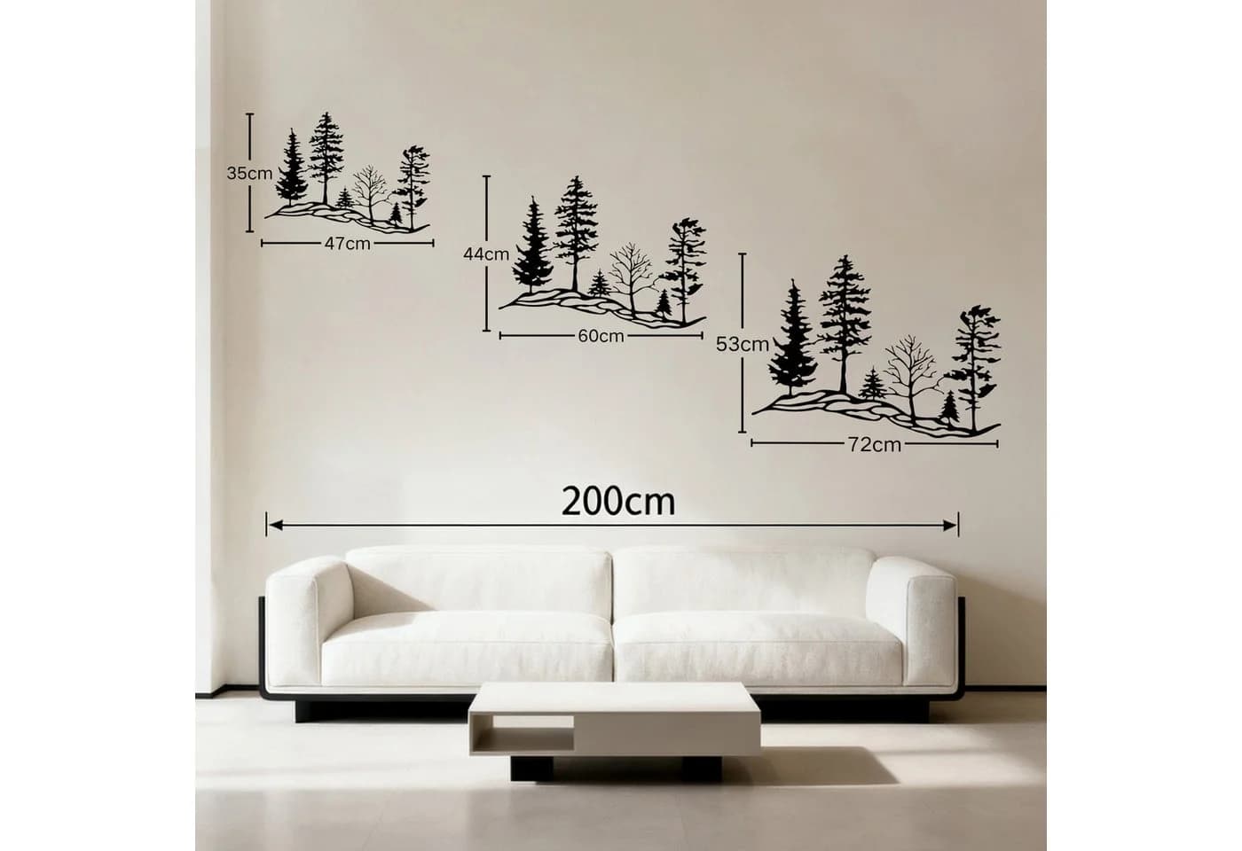 Jumpeak Wanddekoobjekt Metall Kiefernwald Design Schwarz/Weiß - Bild 5