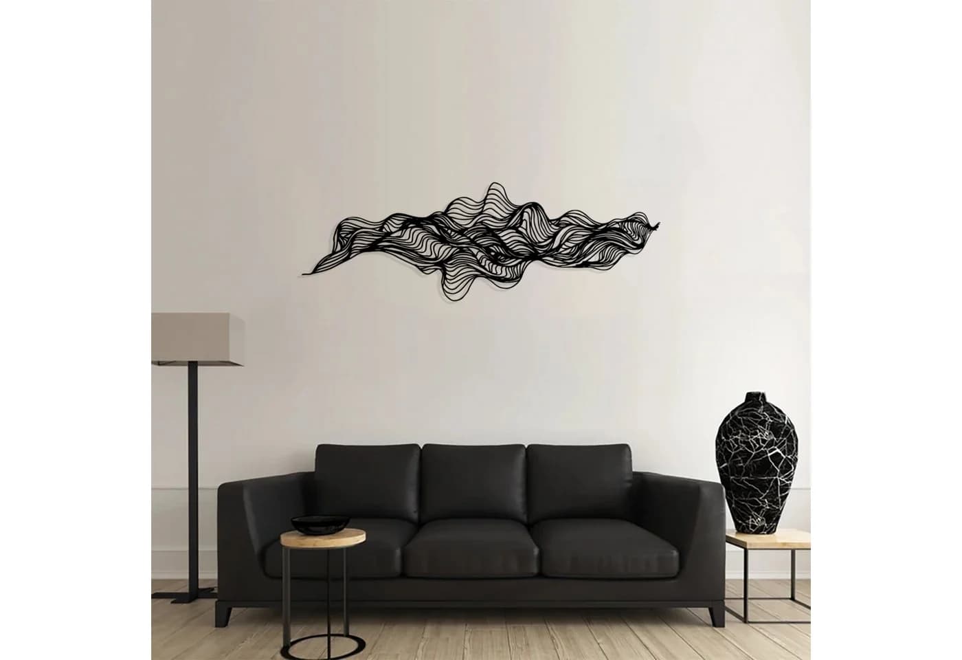 Jumpeak Wanddekoobjekt Abstrakte Linie Metall Wanddekor, Welle, Abstraktion, 90x30cm - Bild 3
