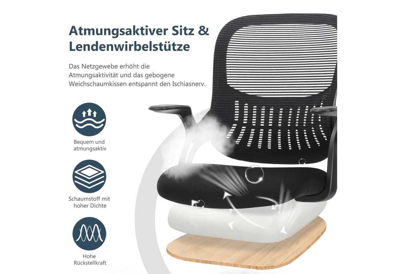 IDEASY Armlehnstuhl Chefsessel Bürostuhl Schwarz - Bild 4