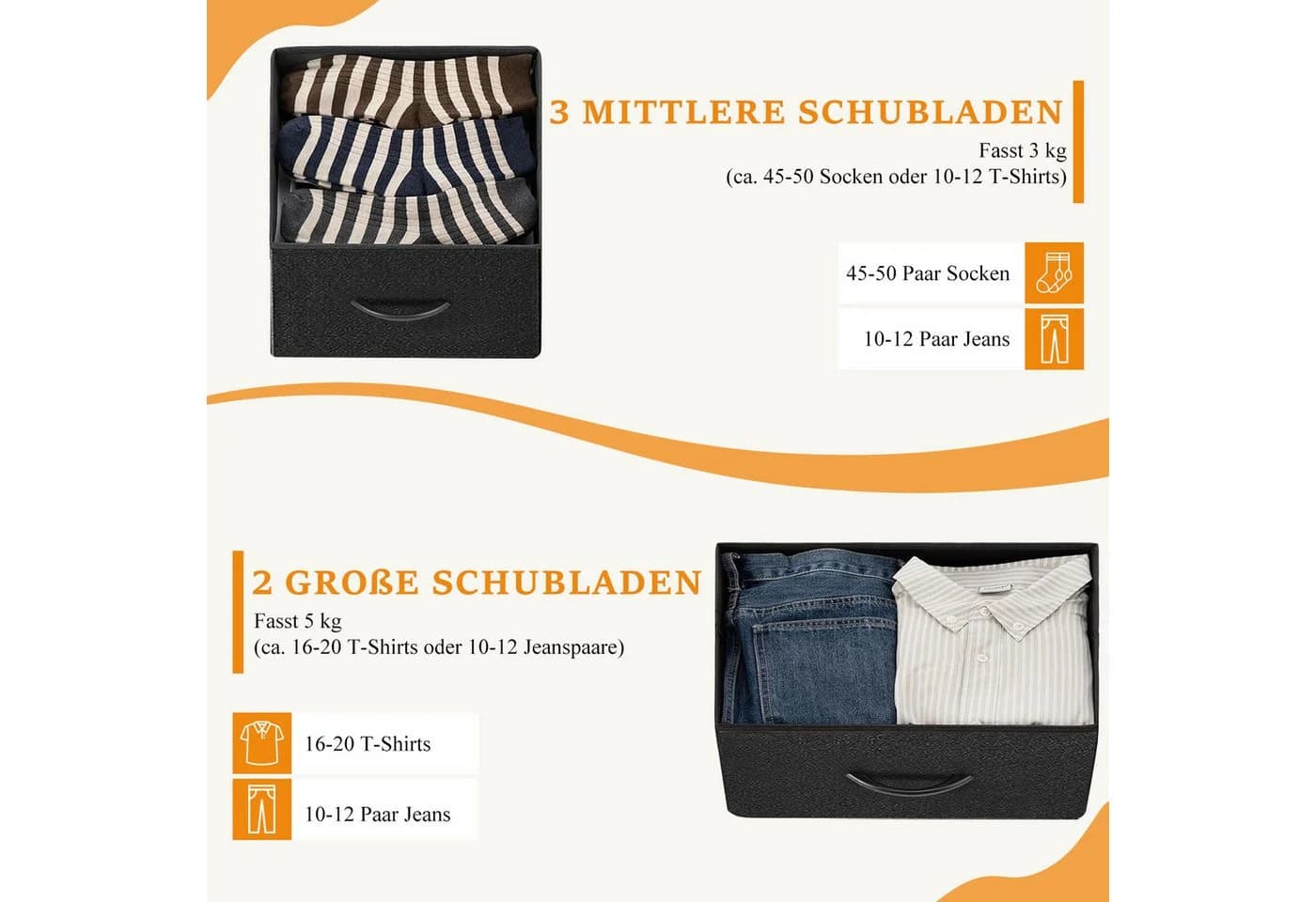 IDEASY Schubkastenkommode Frisiertisch, Schlafzimmerschrank-Organizer mit 5 Schubladen - Bild 4