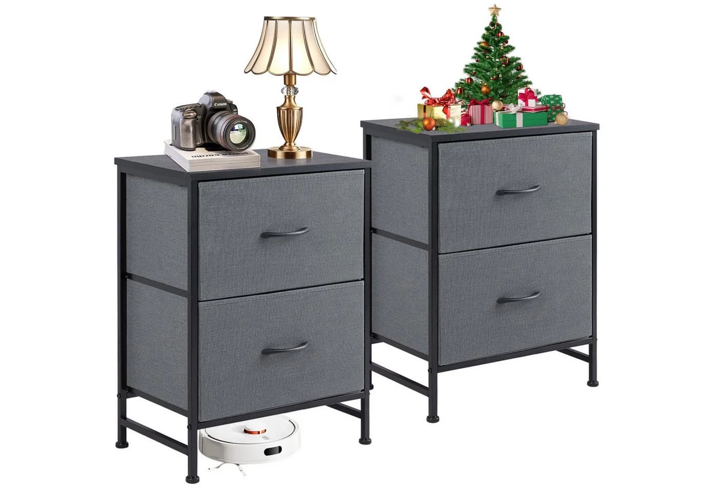 IDEASY Schubkastenkommode 2er-Set Stoffschubladen Grau - Bild 2