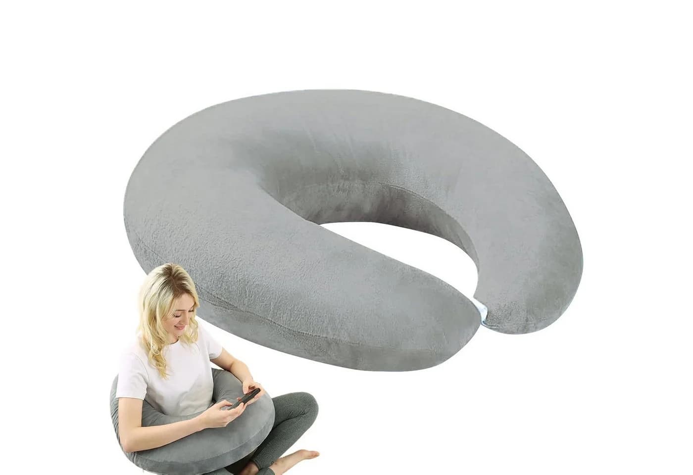 HEYHIPPO Stützkissen U-Form Grau/Lila Ergonomisch - Bild 2