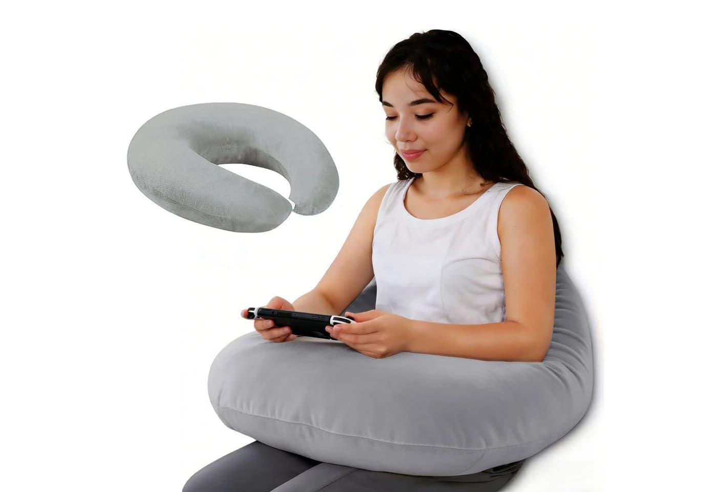 HEYHIPPO Stützkissen U-Form Grau/Lila Ergonomisch - Bild 3