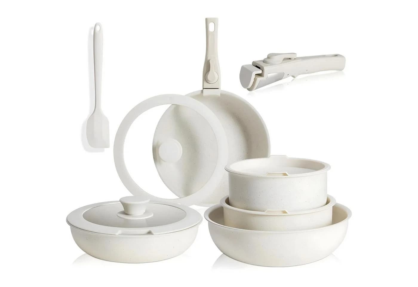HEYHIPPO Topf-Set 12-tlg. Creme Aluminium Antihaft - Bild 2