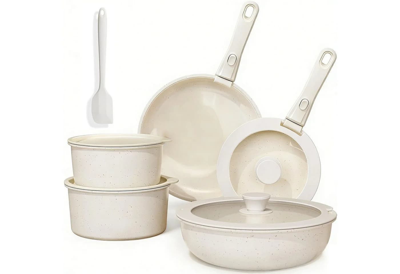 HEYHIPPO Topf-Set 12-tlg. Creme Aluminium Antihaft - Bild 3