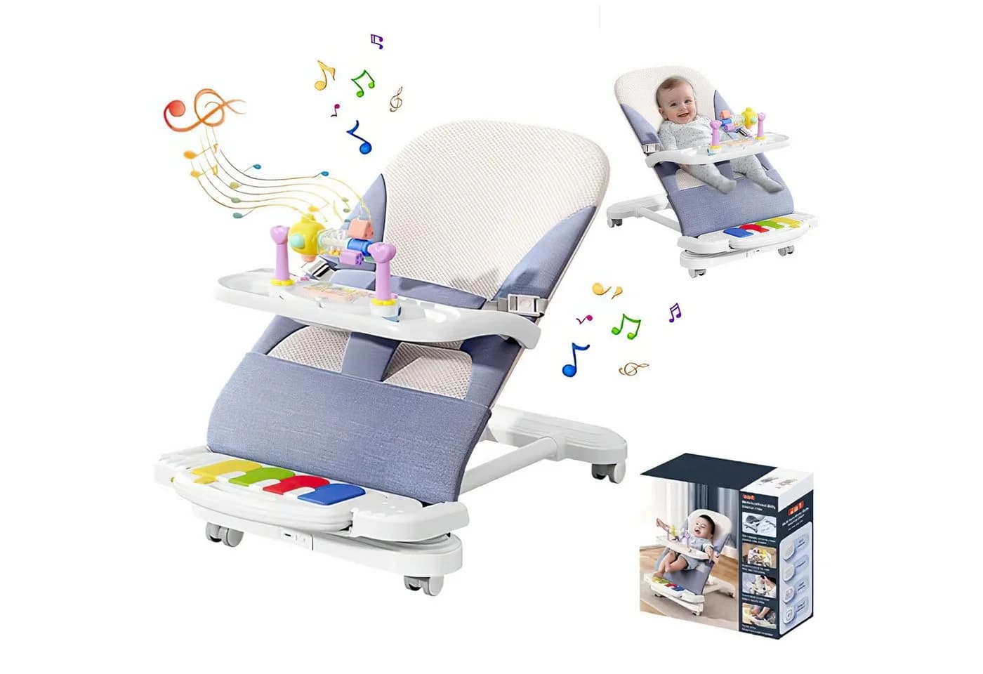 HEYHIPPO Kinderstuhl Babyliege Blau - Bild 2