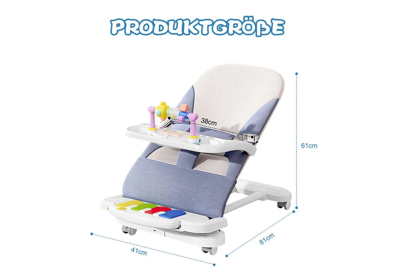 HEYHIPPO Kinderstuhl Babyliege Blau - Bild 3
