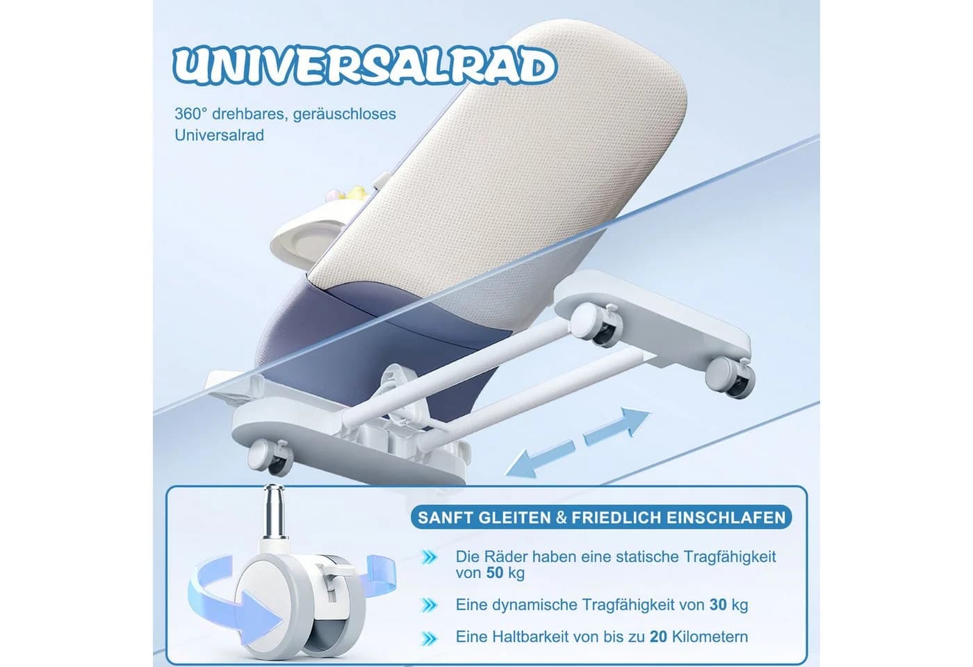 HEYHIPPO Kinderstuhl Babyliege Blau - Bild 5