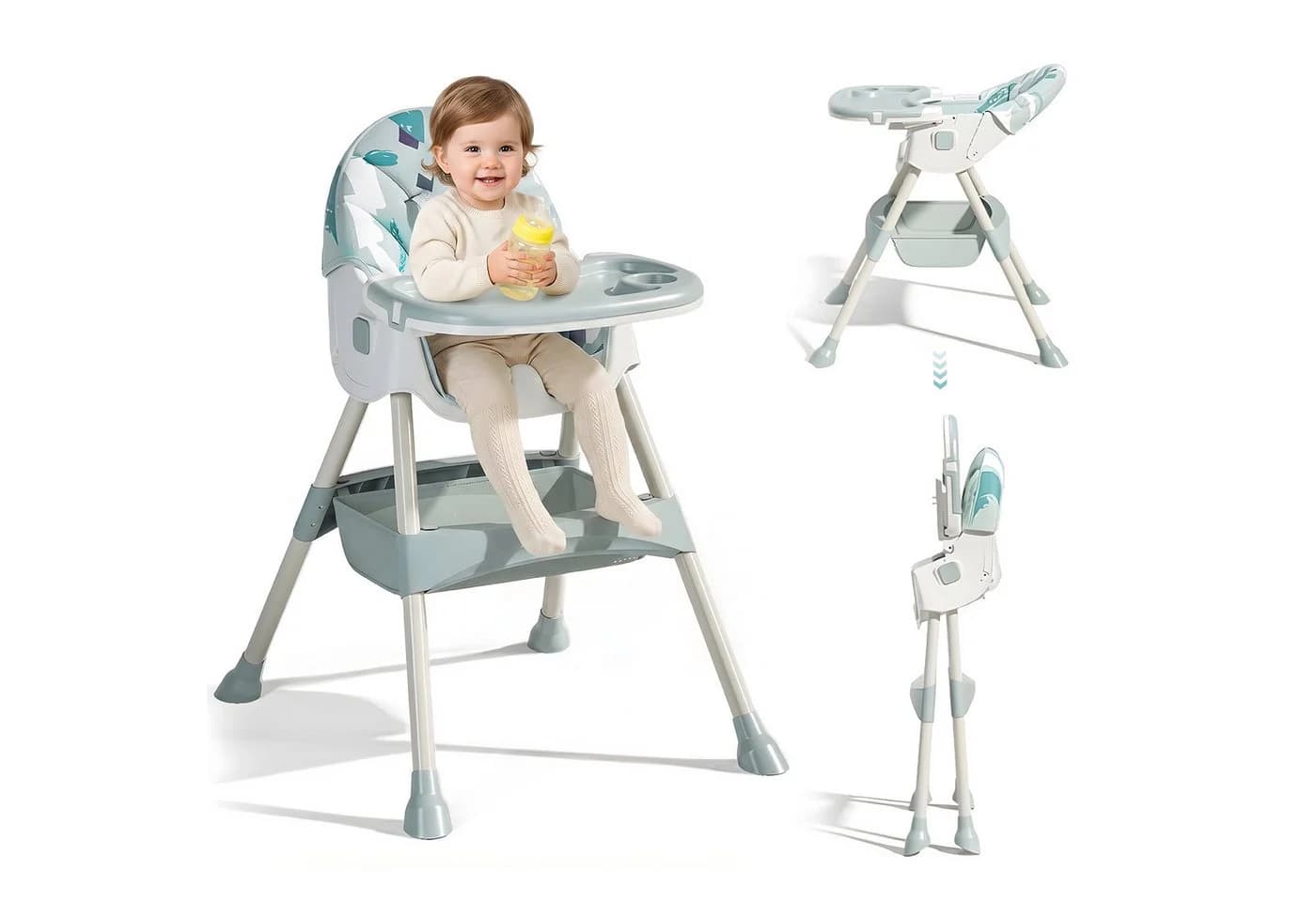 HEYHIPPO Kinderklappstuhl Hochstuhl Grün - Bild 3
