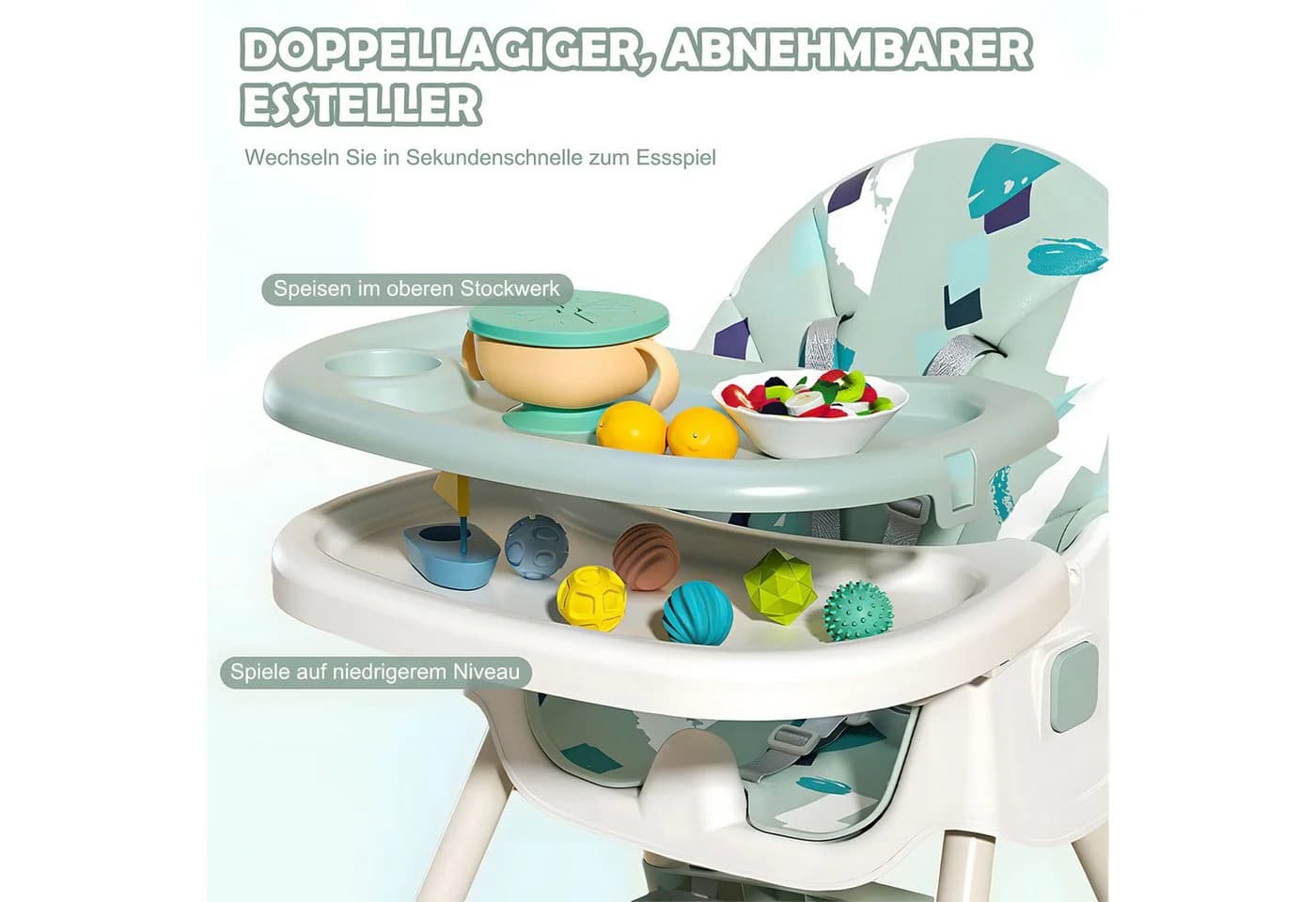 HEYHIPPO Kinderklappstuhl Hochstuhl Grün - Bild 4