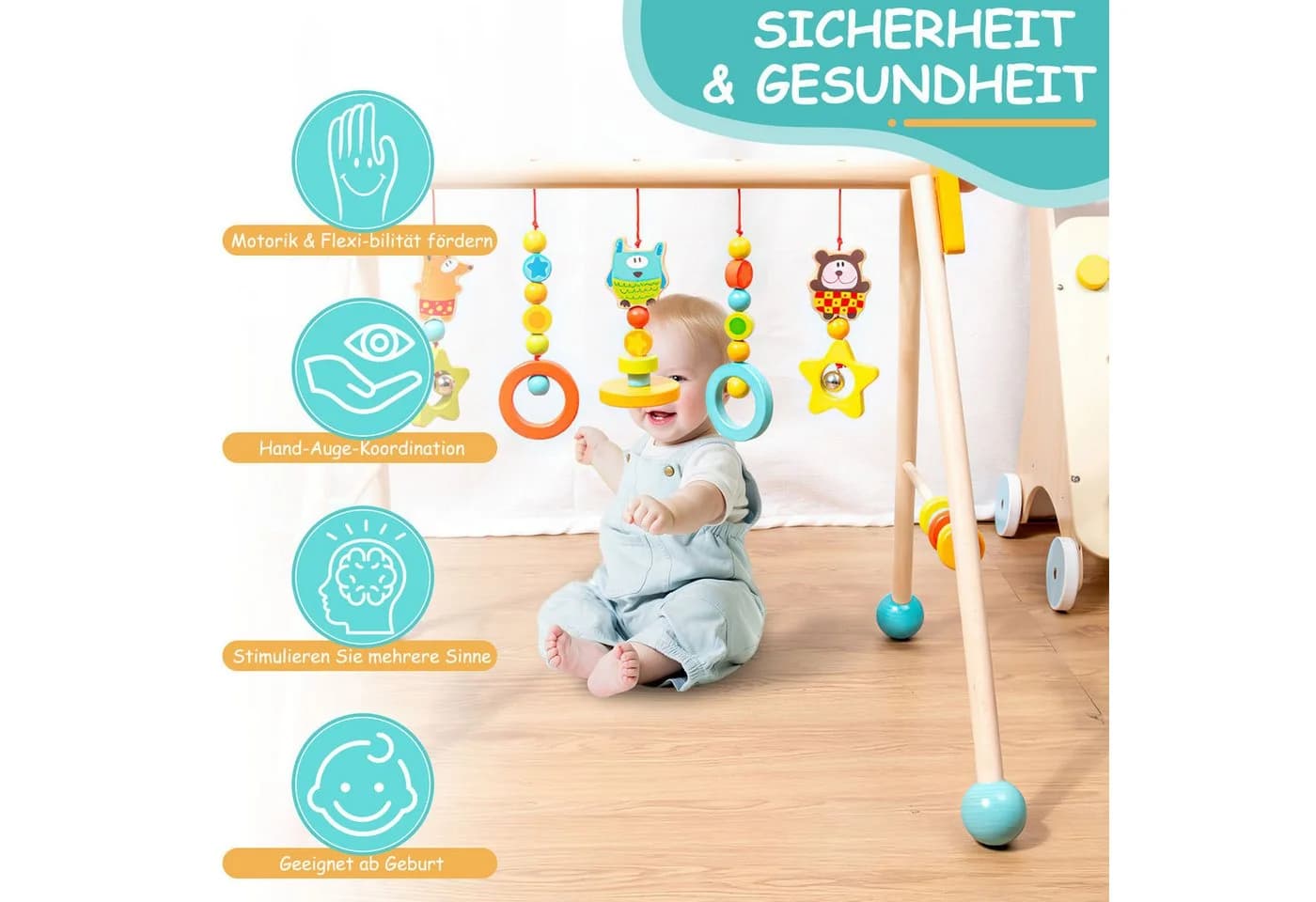 HEYHIPPO Baby Gym Holzspielbogen Babygymnastikrahmen - Bild 3