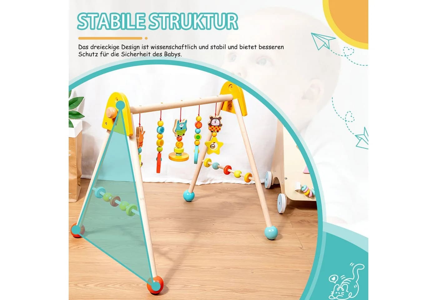 HEYHIPPO Baby Gym Holzspielbogen Babygymnastikrahmen - Bild 5