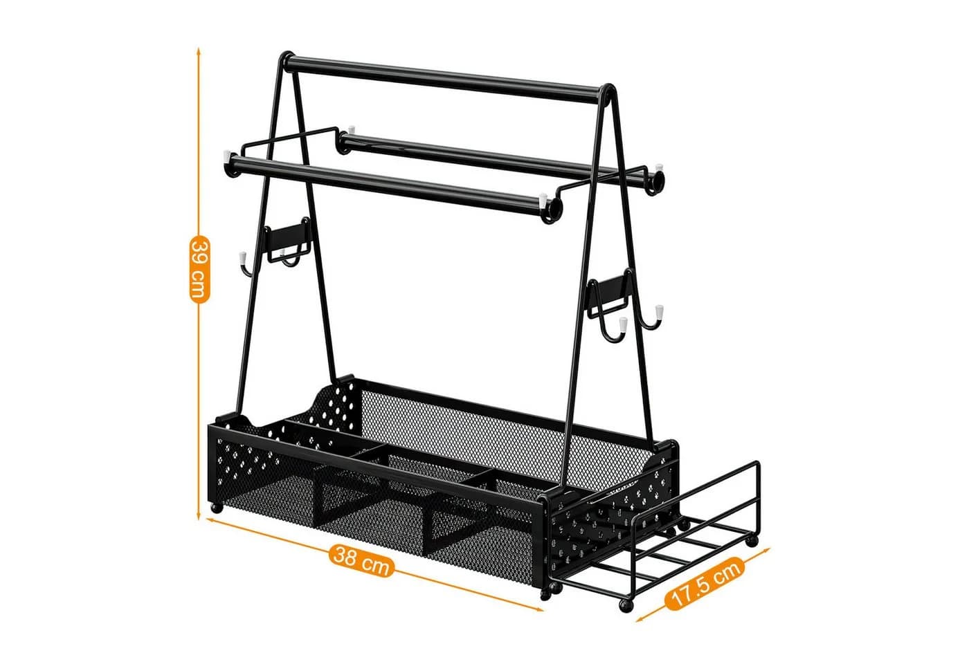 HEYHIPPO Besteckkorb Schwarz Stahl Outdoor Grill Organizer