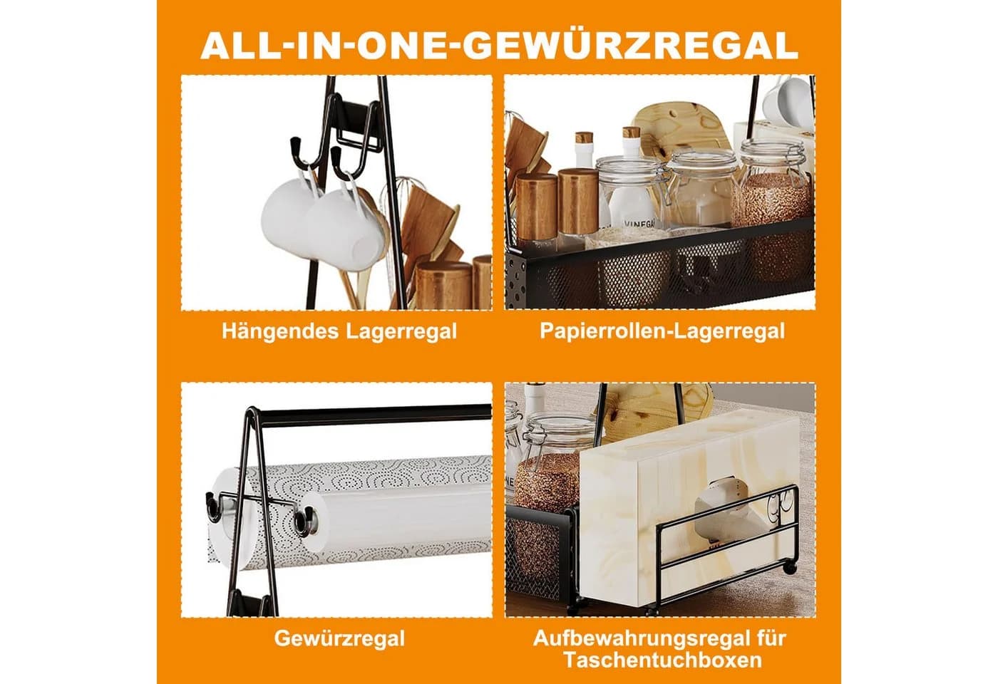 HEYHIPPO Besteckkorb Schwarz Stahl Outdoor Grill Organizer - Bild 4