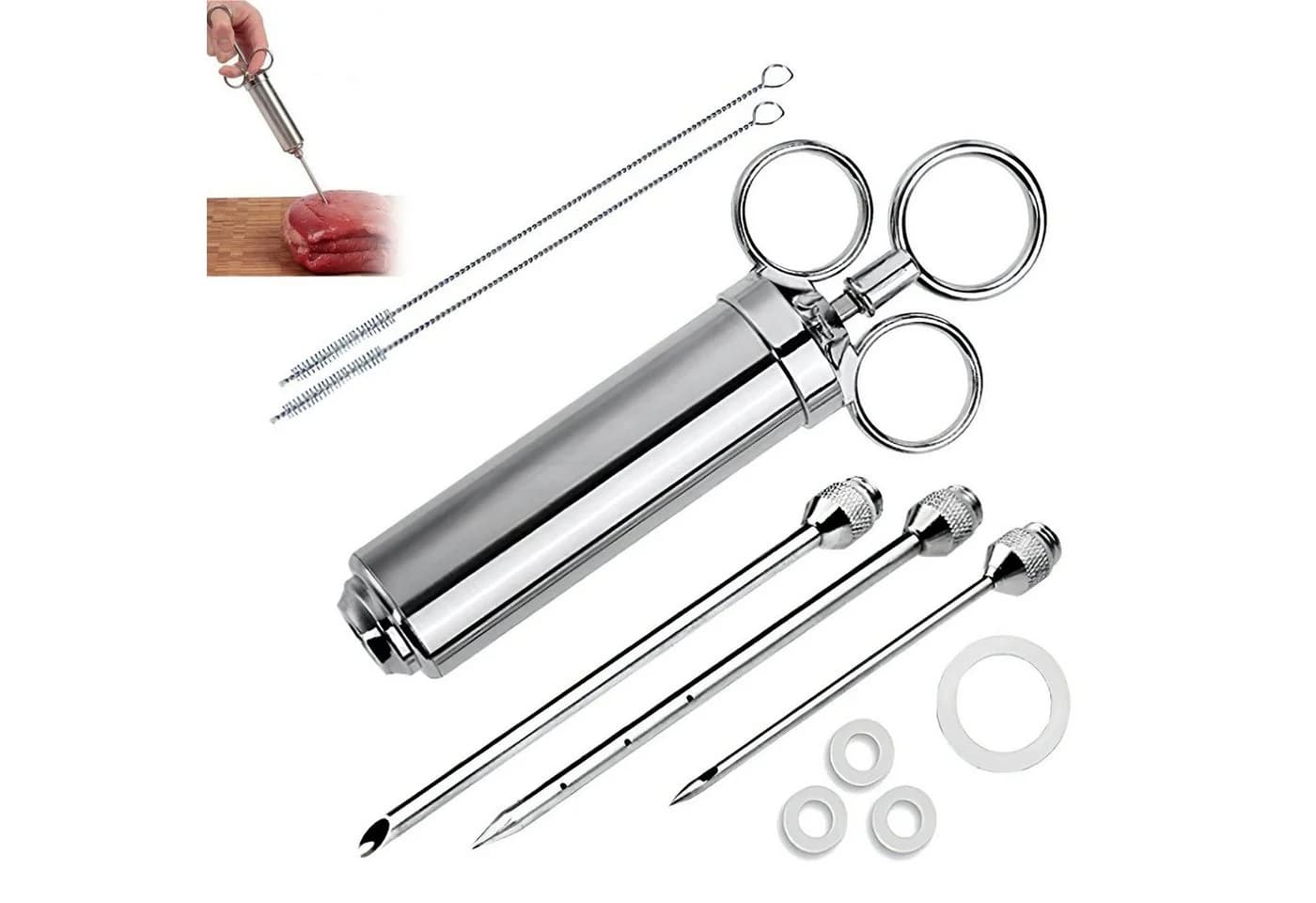 HEYHIPPO Grillwerkzeug-Set mit Fleischmarinaden-Injektor und 3 Edelstahl-Nadeln - Bild 2