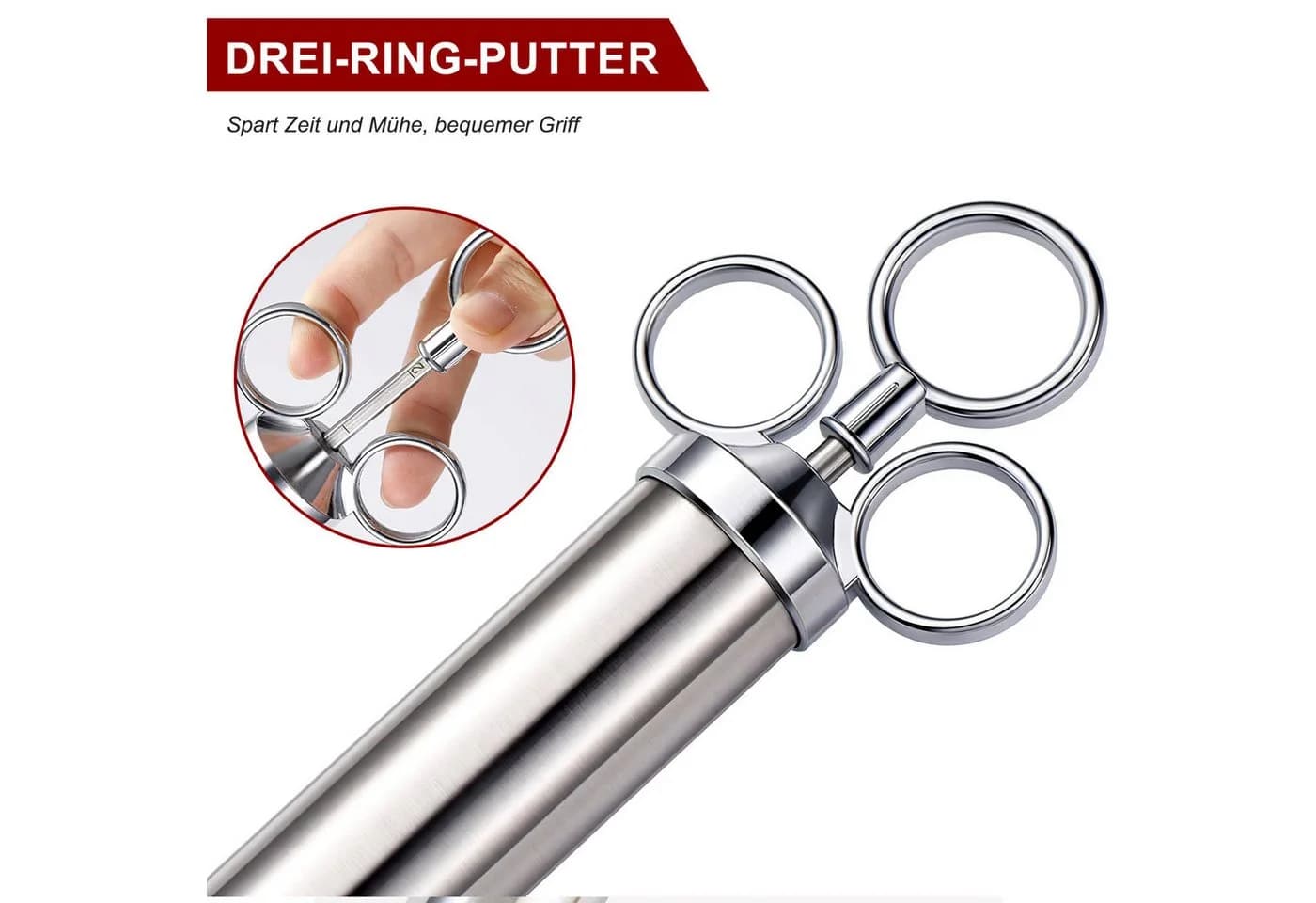 HEYHIPPO Grillwerkzeug-Set mit Fleischmarinaden-Injektor und 3 Edelstahl-Nadeln - Bild 5