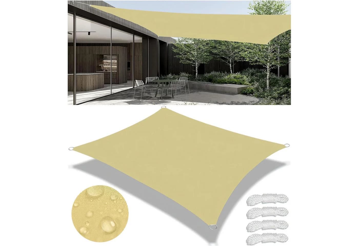 HEYHIPPO Sonnensegel Wasserfester Sonnenschutz für den Garten 2x3m - Bild 2