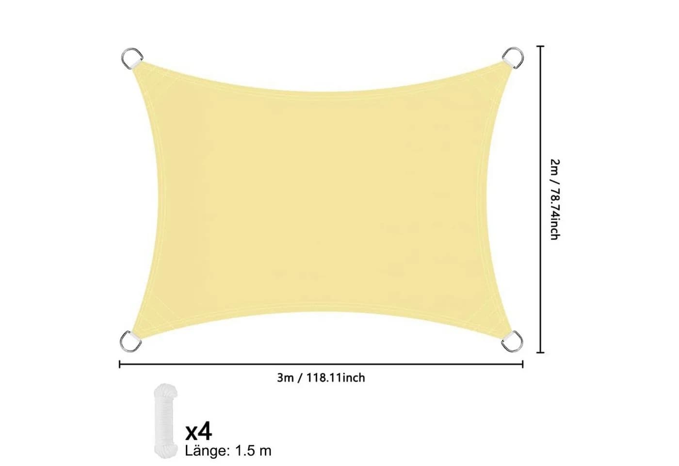 HEYHIPPO Sonnensegel Wasserfester Sonnenschutz für den Garten 2x3m - Bild 3