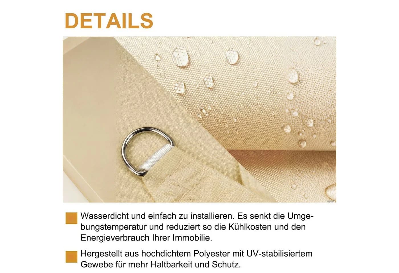 HEYHIPPO Sonnensegel Wasserfester Sonnenschutz für den Garten 2x3m - Bild 4
