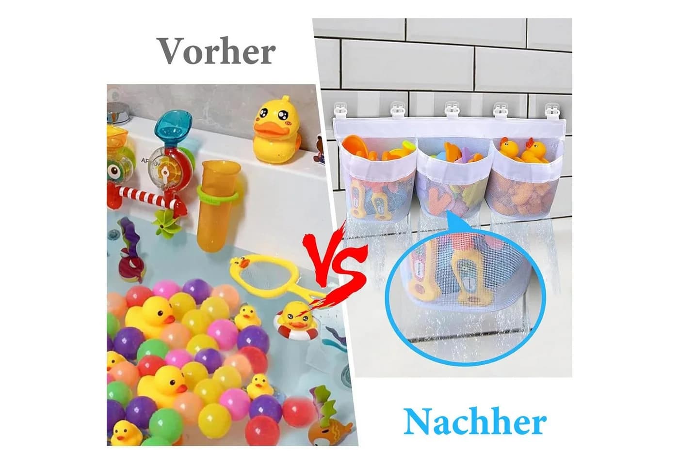 Badespielzeugnetz aus PVC-Netz, weiß, 60x35x20cm - Bild 4