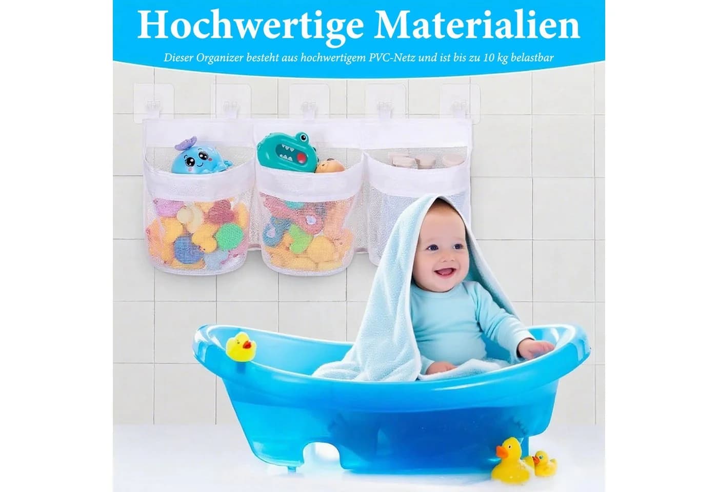 Badespielzeugnetz aus PVC-Netz, weiß, 60x35x20cm - Bild 5