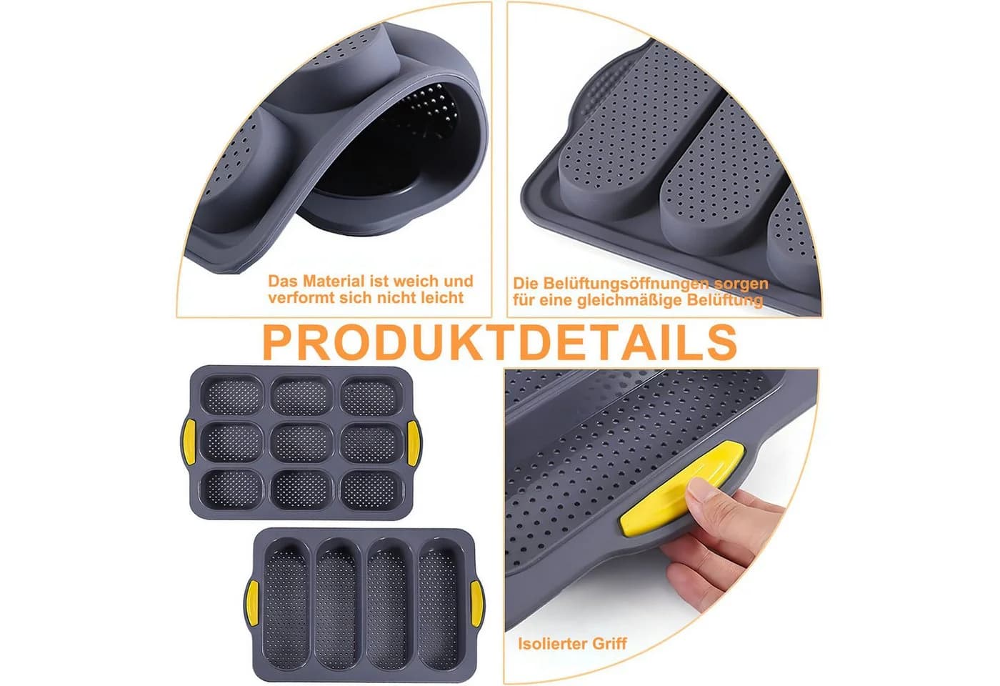 HEYHIPPO Brotbackform Set 2-tlg. Silikon Antihaft - Bild 5