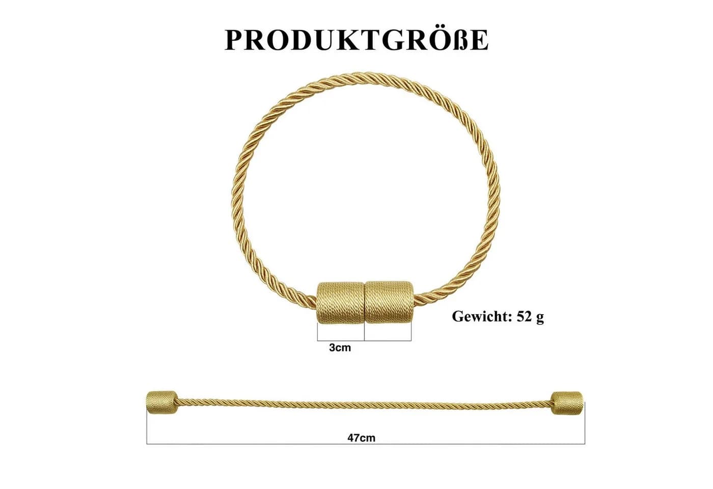 HEYHIPPO Magnethalter für Gardinen 4er-Set Gold