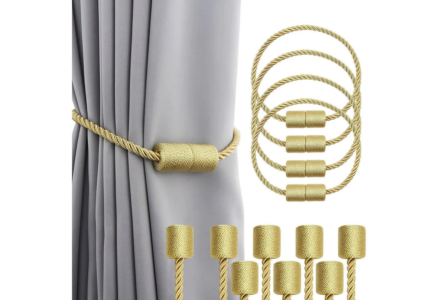 HEYHIPPO Magnethalter für Gardinen 4er-Set Gold - Bild 2