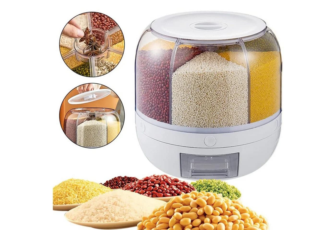 HEYHIPPO Müslispender 6 kg Weiß 360° drehbar - Bild 2