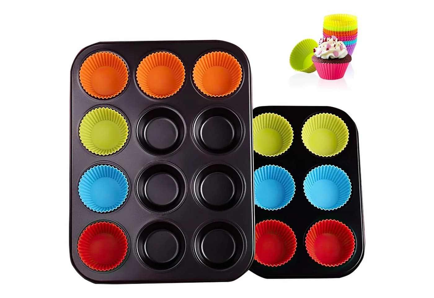 HEYHIPPO Muffinform 2er-Set Antihaftbeschichtung Schwarz - Bild 2