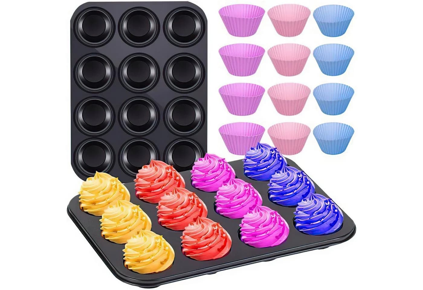 HEYHIPPO Muffinform 2er-Set Antihaftbeschichtung Schwarz - Bild 3