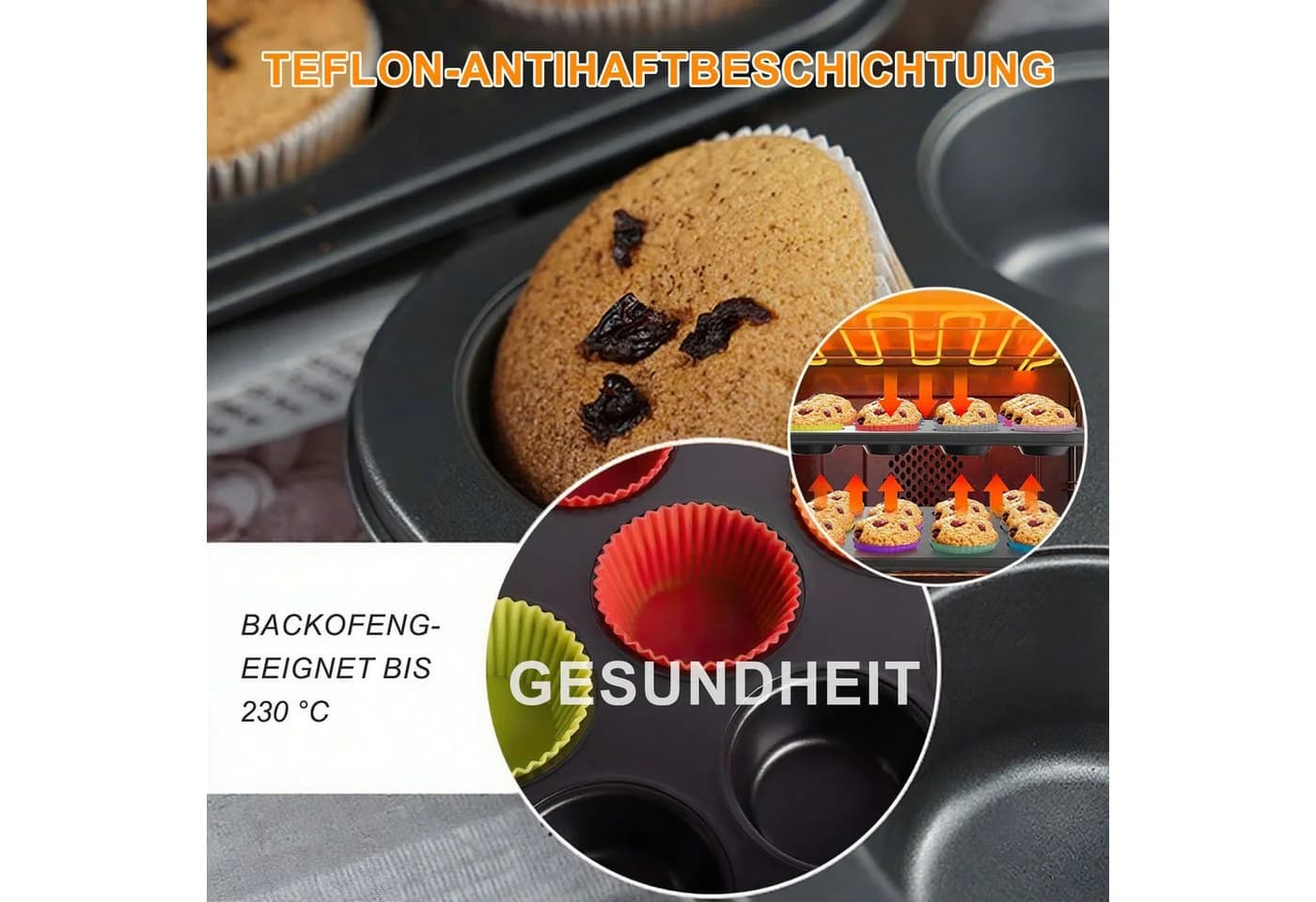 HEYHIPPO Muffinform 2er-Set Antihaftbeschichtung Schwarz - Bild 4