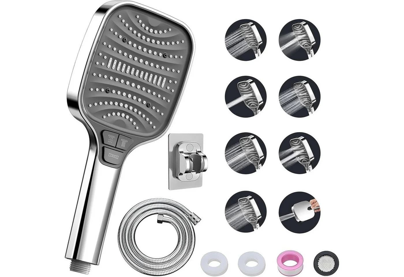 Modernes Duschkopf Set in Silber Chrom - Bild 3