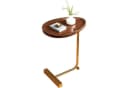 HEYHIPPO C-Beistelltisch mit Holzplatte und Metallgestell, Sofatisch 60 cm hoch Walnuss Gold Bild 2