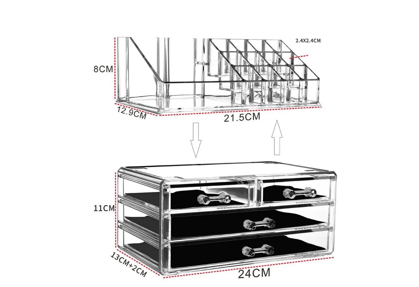 HEYHIPPO Make-Up Organizer Acryl 4 Schubladen transparent
