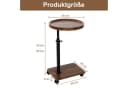 HEYHIPPO Beistelltisch rund C-Tisch höhenverstellbar 45–80 cm, 40×40cm Walnuss Bild 3