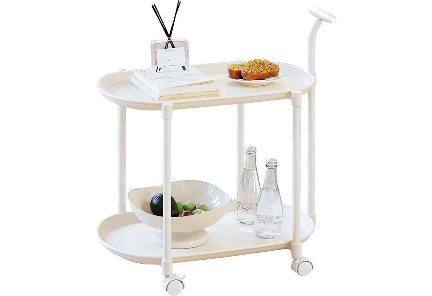 HEYHIPPO Beistelltisch mit Rollen, 2 Ebenen, Weiß - Bild 3