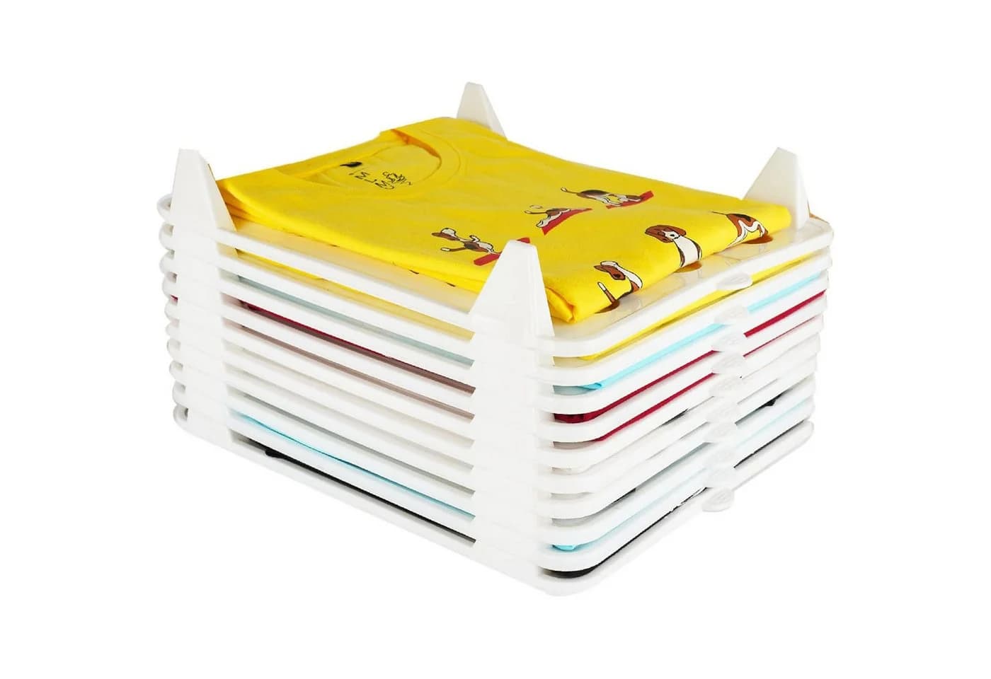 HEYHIPPO Faltbox 10er Set Hemdenordner, T-Shirt Organizer stapelbar 37,5x29 cm Weiß - Bild 2