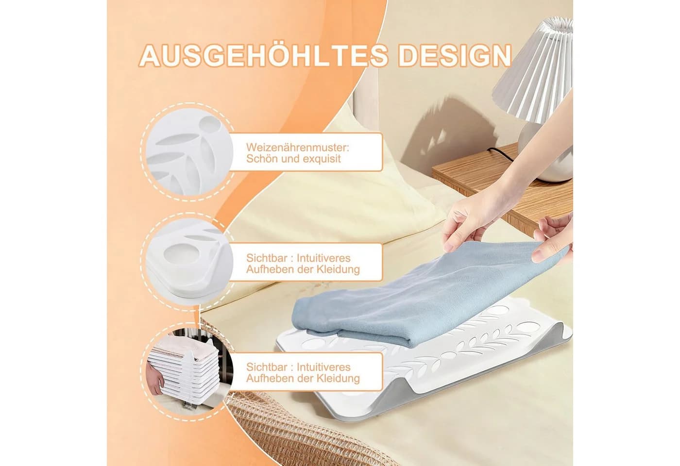 HEYHIPPO Faltbox 10er Set Hemdenordner, T-Shirt Organizer stapelbar 37,5x29 cm Weiß - Bild 5