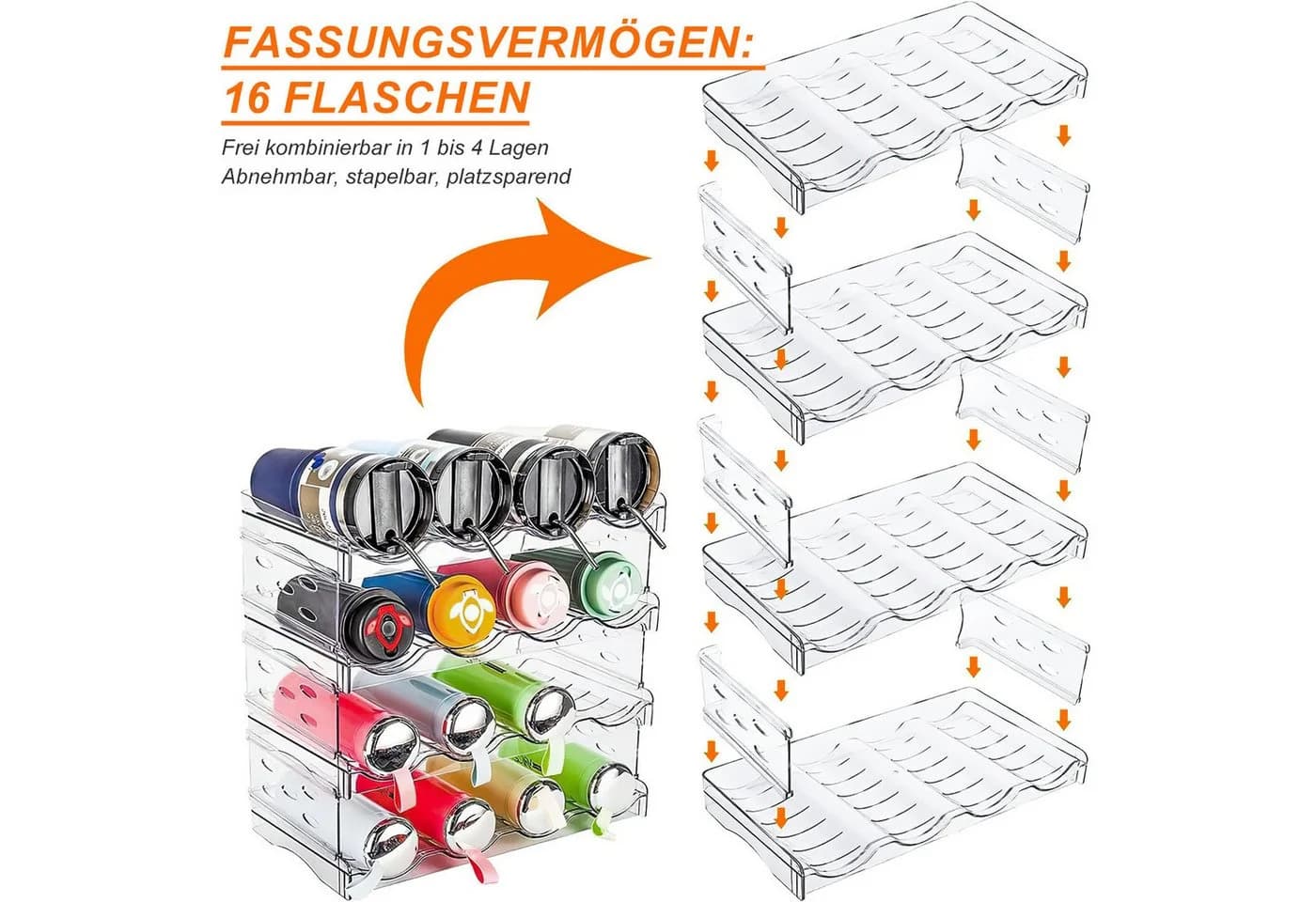 HEYHIPPO Flaschenregal Stapelfähiges 4-stöckiges Acryl-Flaschenregal - Bild 5