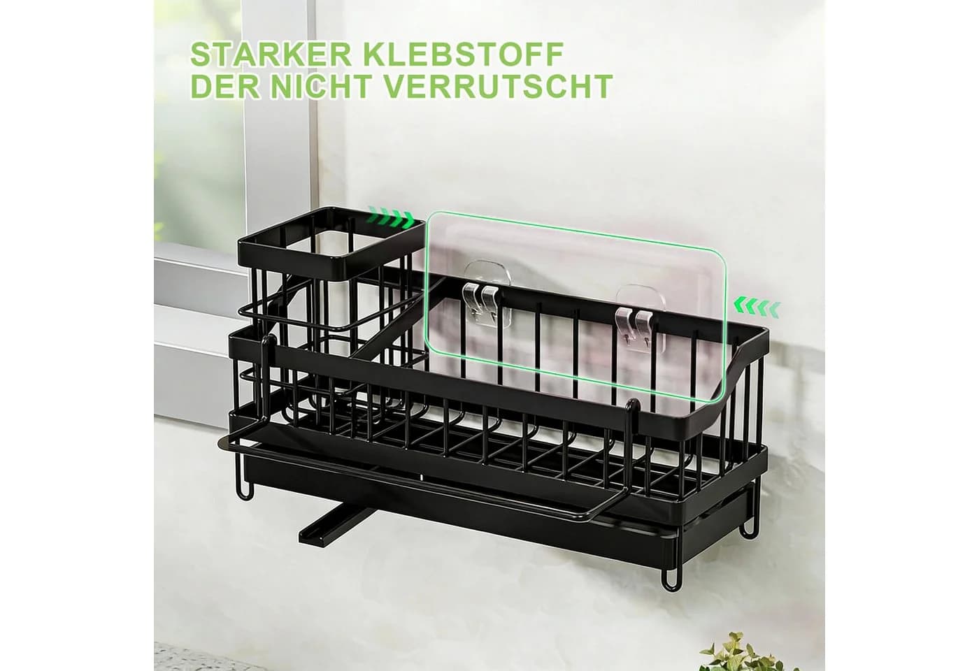 HEYHIPPO Spülbecken-Organizer Schwarz Abtropffläche - Bild 5