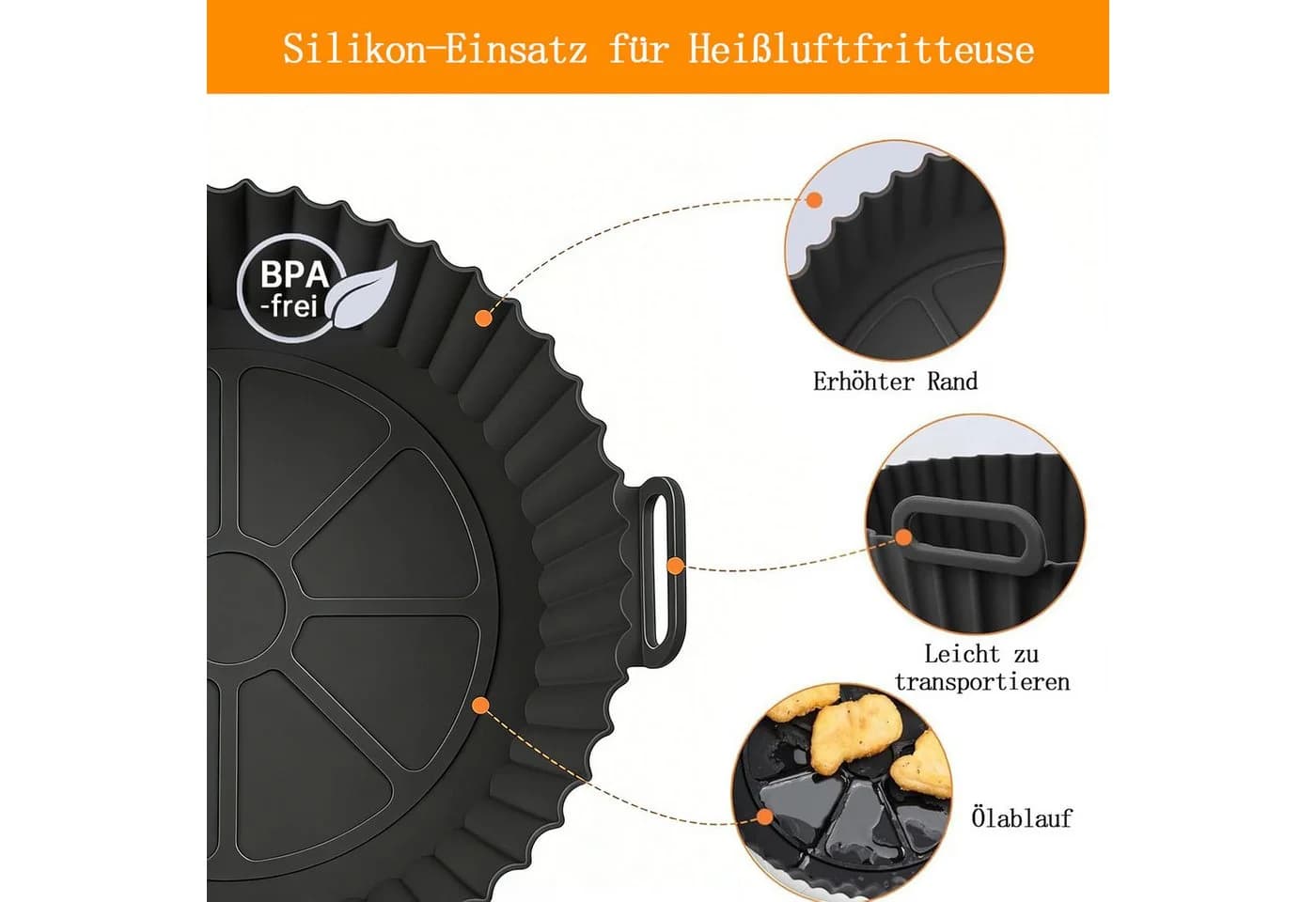 HEYHIPPO Silikonform Airfryer 7er Set Bunt Antihaft - Bild 4