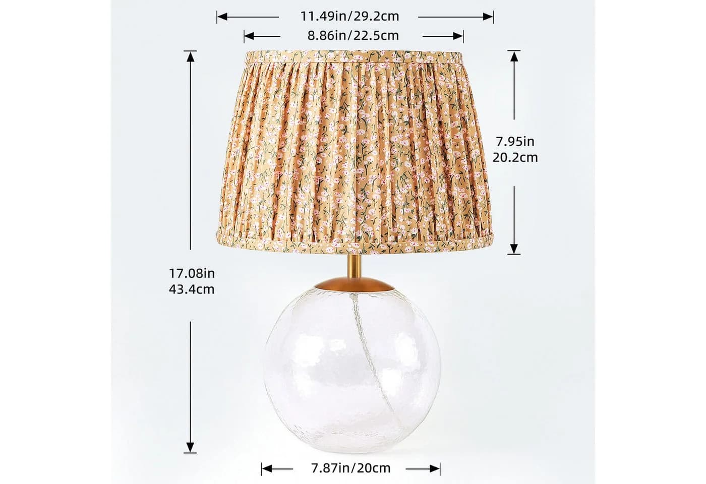 STANBOW Nachttischlampe Retro Gelb Blumenmuster Glas E27 - Bild 4