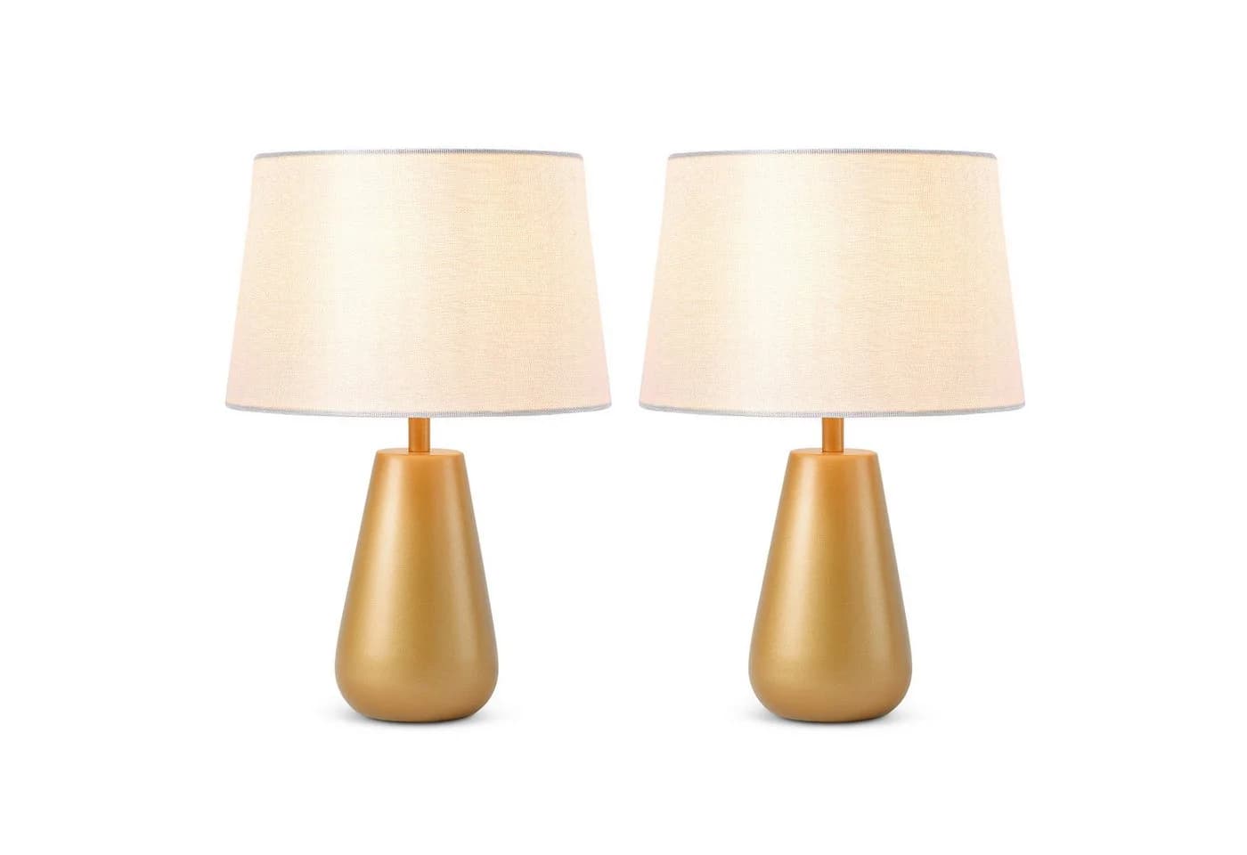 STANBOW LED Nachttischlampe 2-Pack Weiß Gold Leinen - Bild 2