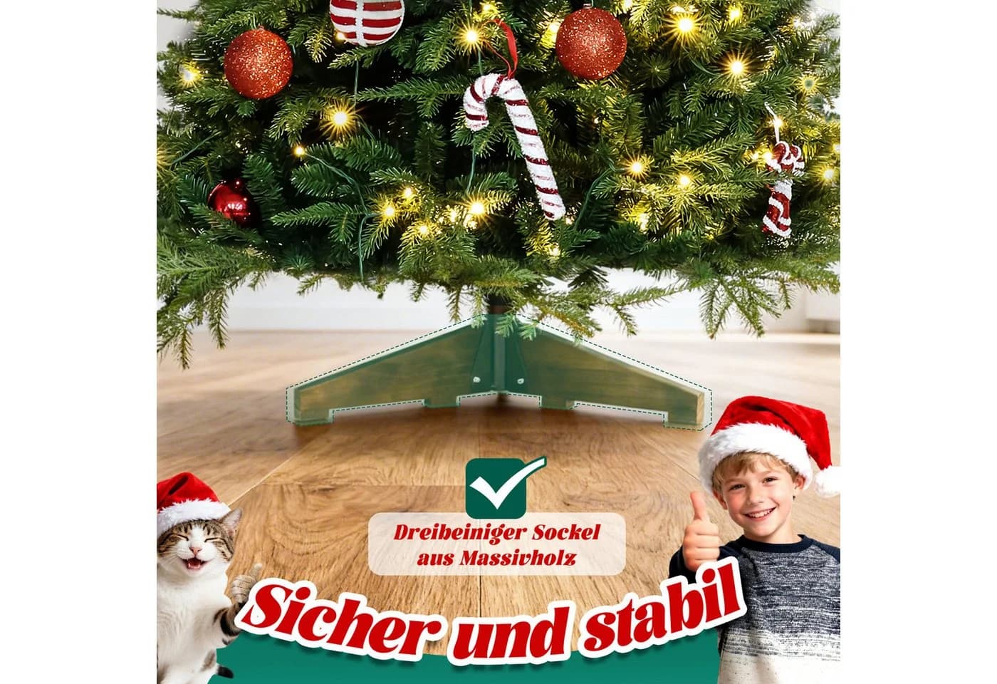 Tukrool Künstlicher Weihnachtsbaum 150/180/210 cm PE PVC Nordmanntanne