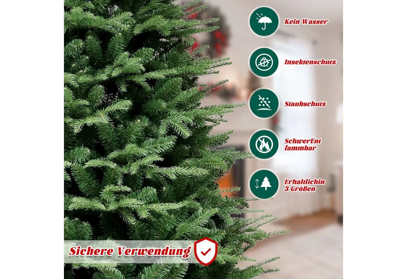 Tukrool Künstlicher Weihnachtsbaum 150/180/210 cm PE PVC Nordmanntanne - Bild 3