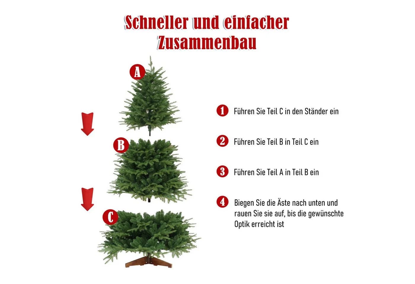 Tukrool Künstlicher Weihnachtsbaum 150/180/210 cm PE PVC Nordmanntanne - Bild 4