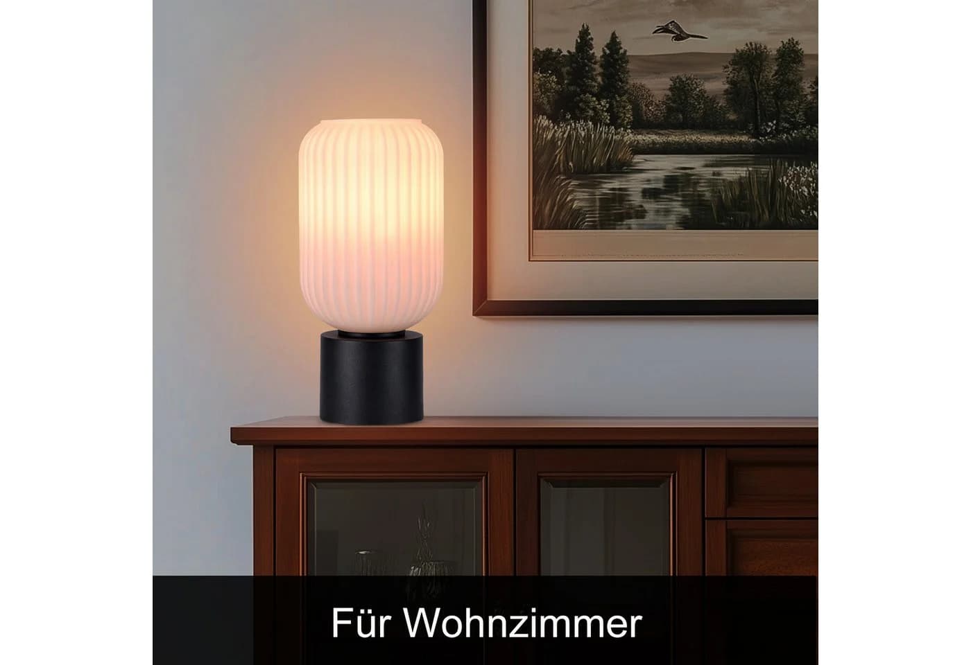 STANBOW Tischleuchte Schwarz Glas E27 mit Wippschalter - Bild 5